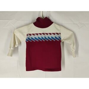 Healthtex Vintage Boys 3T Sweatshirt Maroon/Off White USA Made Permanent Press